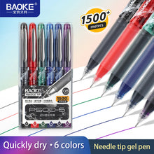 Lot de stylos gel BAOKE, six couleurs, pointe fine 0,5 mm, visuel 1