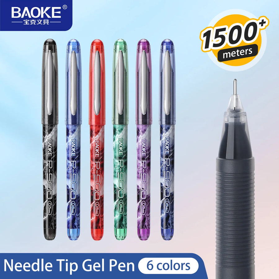 Stylos gel BAOKE 6 couleurs – Pointe fine 0,5 mm