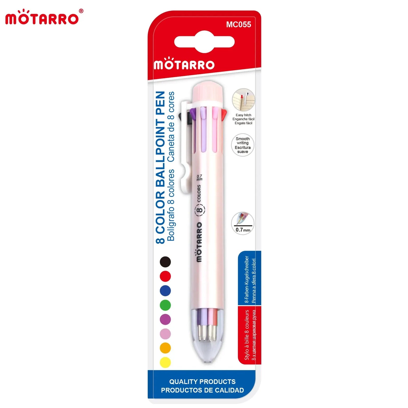 Stylo 8 couleurs rose