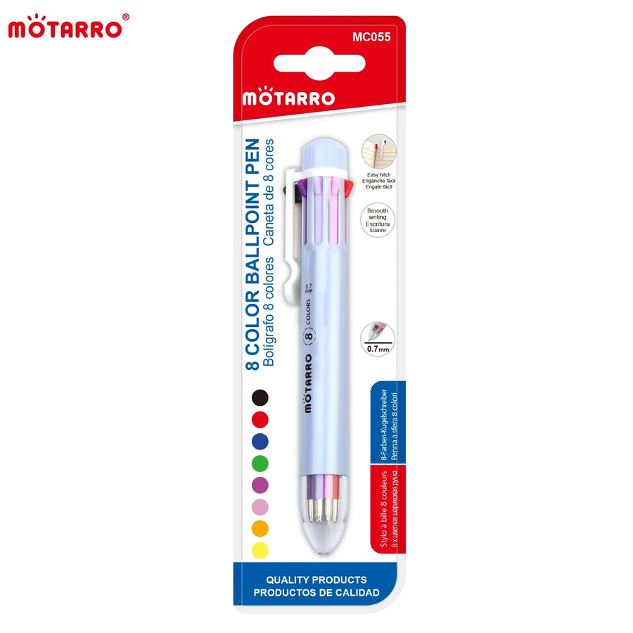 Stylo 8 couleurs rétractable