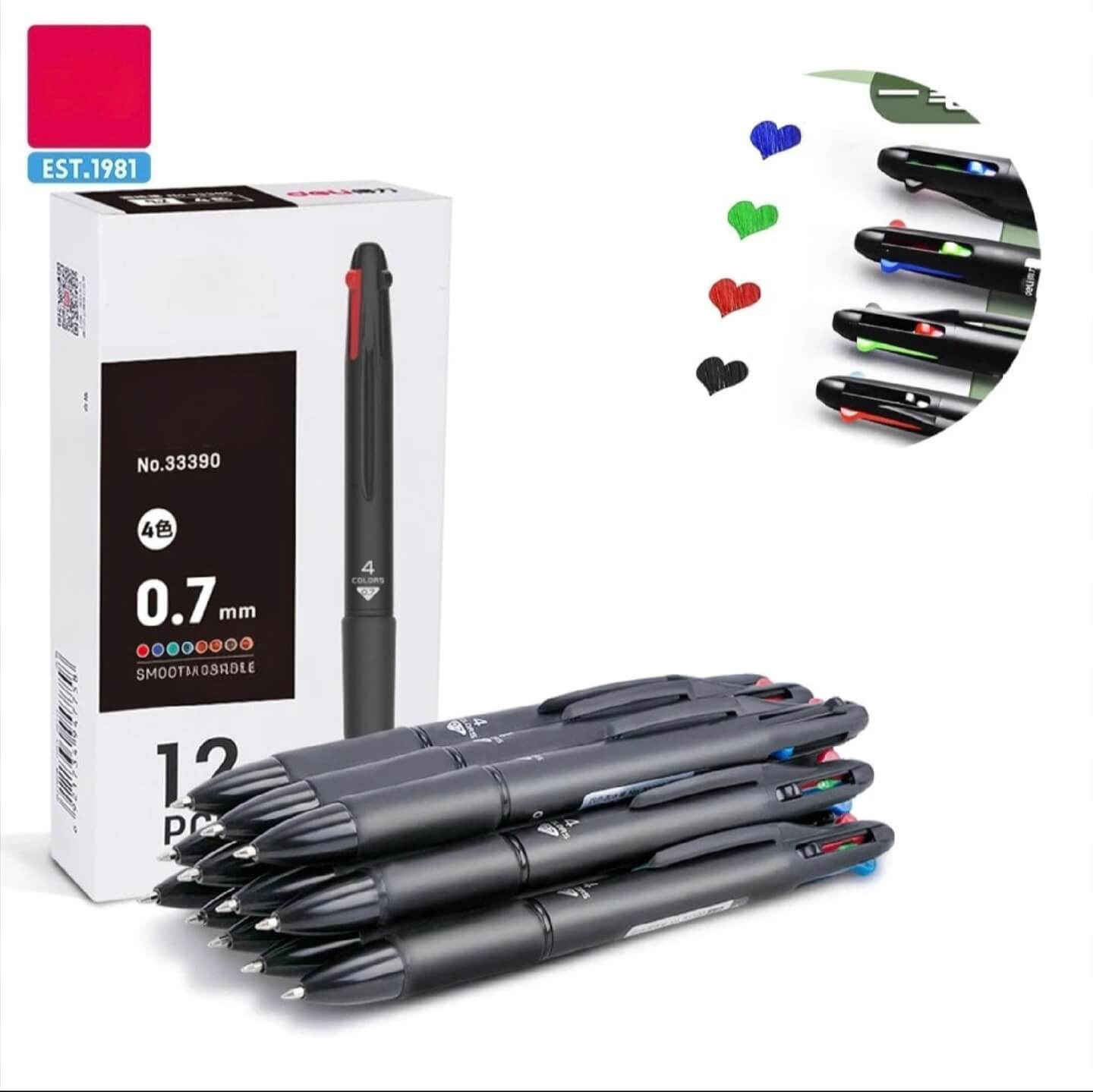 Stylo 4 couleurs noir - vue détaillée du stylo